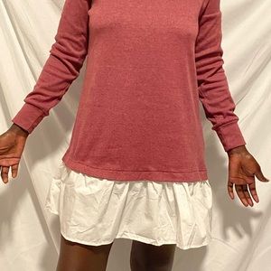 SHEIN maroon and white collared dress